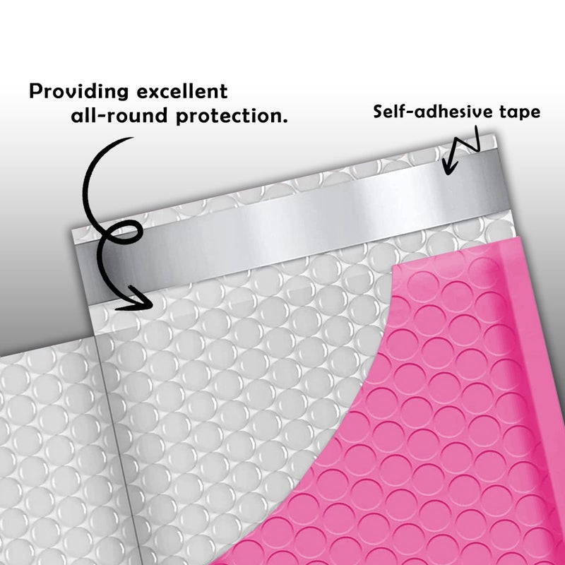 Yens Poly Bubble Mailers 6x10 25 Pack Hot Pink Waterproof Self Seal Adhesive Shipping Bags, Cushioning Padded Envelopes for Shipping, Mailing, Packaging Usable 6x9 - Image 3